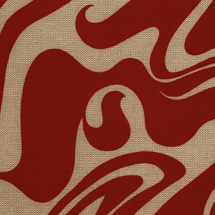 an abstract red and beige background with wavy lines on it's fabric, which is very similar to the pattern used in this painting