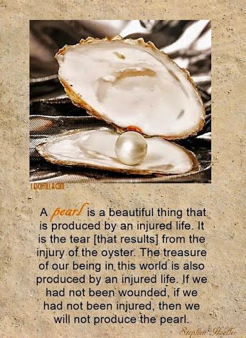 an oyster with a pearl on it and a quote from the book,'a good life is beautiful thing that is produced by an in inner life