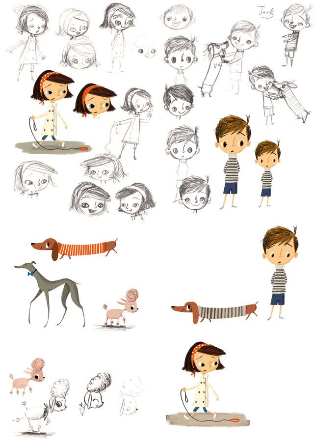 an image of people and dogs in various poses