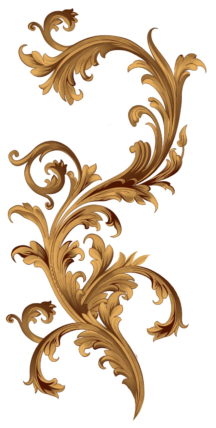 an ornate gold design on a white background