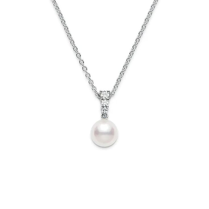 Morning Dew Akoya Cultured Pearl Pendant in 18K White Gold Mikimoto Pearls, Morning Dew, White Gold Necklaces, Gold Necklace Women, Gold Necklace Layered, Silver Shop, Akoya Pearls, Pearl Pendant Necklace, The Pearl