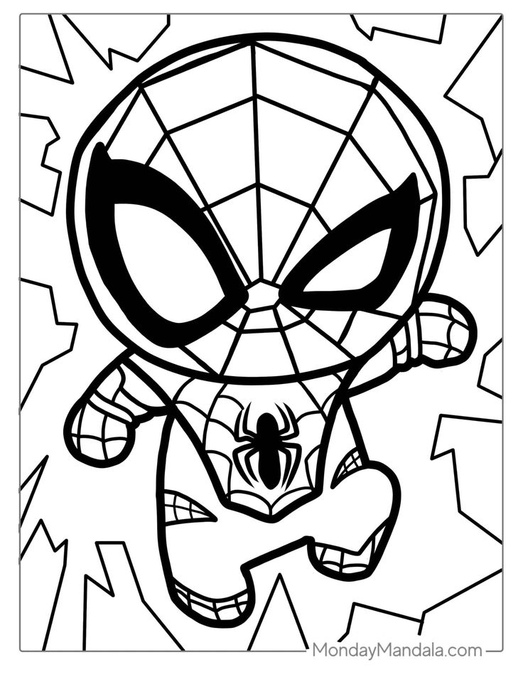 spiderman coloring pages for kids to print out and color on the page with his face