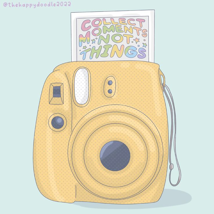 an old yellow camera with the words collect moments not things on it's front