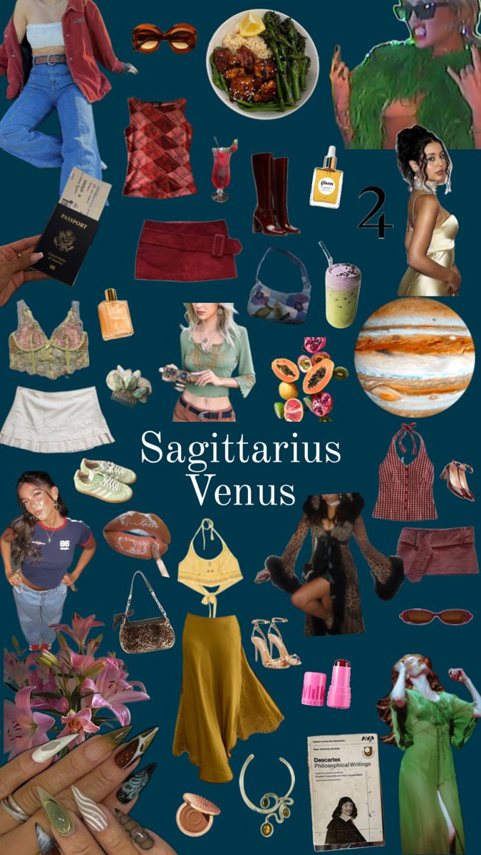 the cover of sagittarius venus, with images of women in different outfits