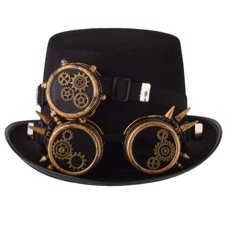 PRICES MAY VARY. Material: thick felt Head circumference 58cm-60cm Steampunk top hat, gears, feather, red rose accessories The goggle is removable and can be wear, strap adjustable Steampunk hats for men women black, top hats for women, gothic top hat, steampunk hat with goggles Perfect for gothic steampunk, victorian accessory, renaissance costume, Masquerade Costume Party, Mardi Gras Carnival