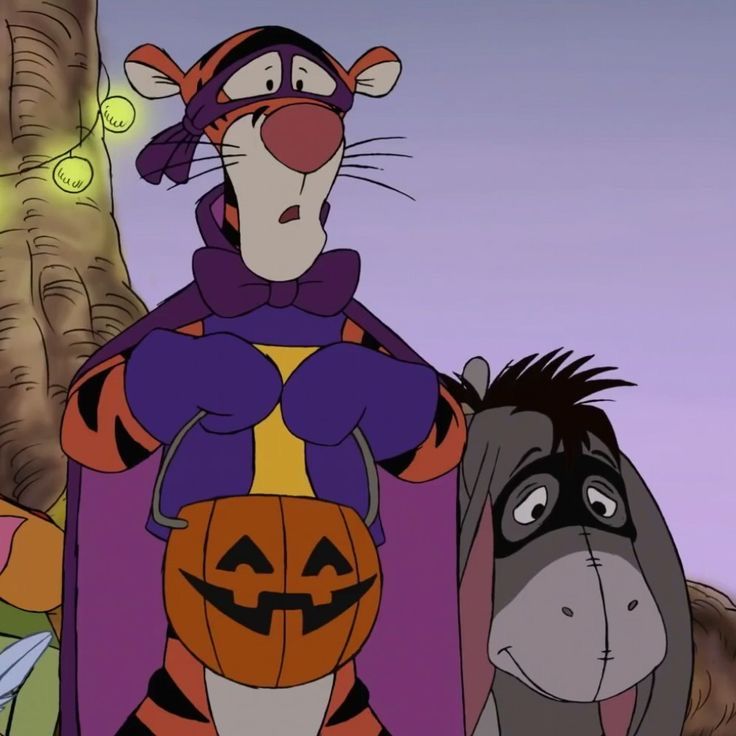 the animated characters are dressed up in costumes and pumpkins as they stand next to each other