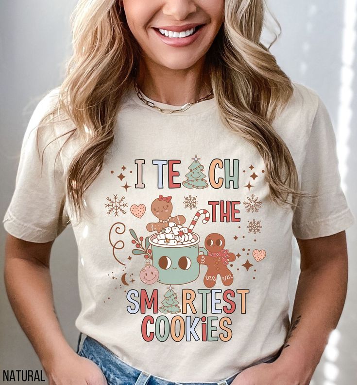 This groovy Christmas teacher shirt is perfect for 4K, Pre-K,and Kindergarten teachers to brighten their students spirits this holiday season! Any teacher of smart cookies will love this festive holiday t-shirt! ♡STYLE Say hello to your new favorite t-shirt! All of our shirts are made with the highest quality materials and are super soft and cozy! Bella and Canvas Brand Shirts Solid Colors are 100% Cotton Heather Colors are 52% cotton, 48% polyester (Athletic Heather is 90% cotton, 10% polyester Christmas Shirt For Teachers, Teacher Christmas Sweater, Christmas Shirts Teacher, Holiday Teacher Shirts, Winter Teacher Shirts, Groovy Tshirt Design, Christmas Teacher Shirt, Christmas Shirt Outfit, Christmas Shirts For Teachers