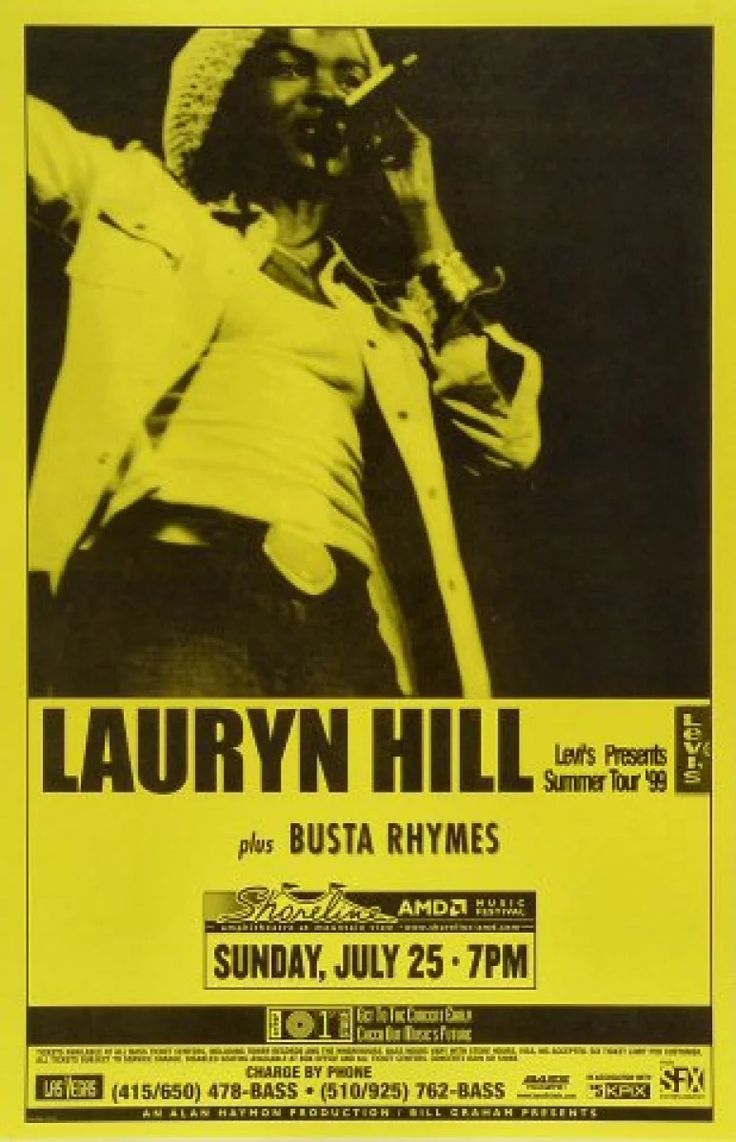 a concert poster for the late 1970s's featuring an image of laurryn hill