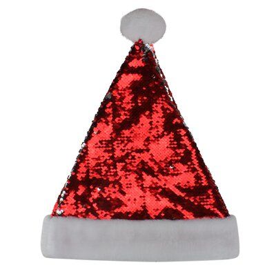 Every part of your holiday could use a little sparkle. This Santa hat is just what you need to complete your glamorous holiday decor. Red sequins flip to shiny silver with a sweep of your fingers along with a white faux fur cuff. Give your holiday the perfect amount of glitz with this awesome hat! Product Features:Reversible Christmas hatRed reversible sequin flip to silver sequins with one swipeThere is a white faux fur cuff and pom-pomSize Medium-Fits mostRecommended for indoor use onlyDimensi Christmas Santa Hat, Champagne Flute Glasses, Holiday Hats, Christmas Tableware, Red And Silver, Stocking Tree, White Faux Fur, Costume Hats, Christmas Hat