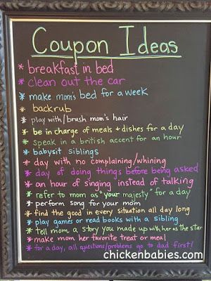 a chalkboard sign with the words coupon ideas written on it