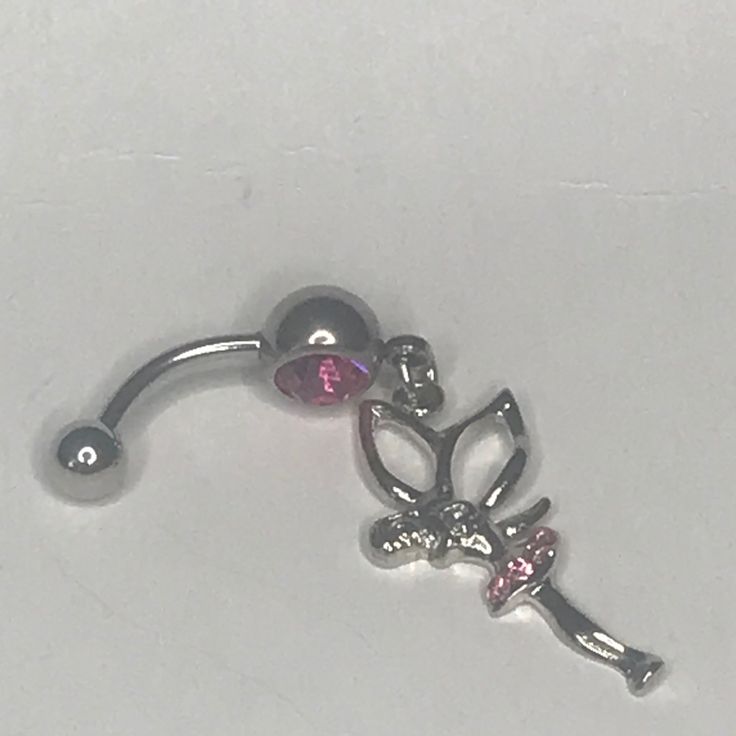 Brand New No Tags Pink Gemstones Fairy Tinker Bell Belly Button Ring 316l Surgical Steel 14g (Lot 15) Silver Fantasy Body Jewelry For Gift, Silver Stainless Steel Body Jewelry, Nickel-free Silver Stainless Steel Body Jewelry, Nickel-free Stainless Steel Silver Body Jewelry, Sterling Silver Body Jewelry As Gift, Fairy Rings, Fairy Ring, Belly Button Ring, Button Ring