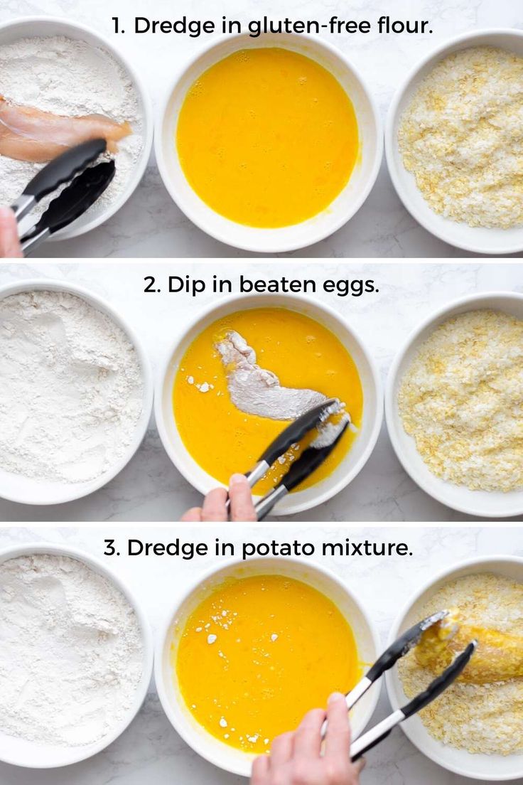 the steps to make an orange custard cake in four different bowls, including mixing