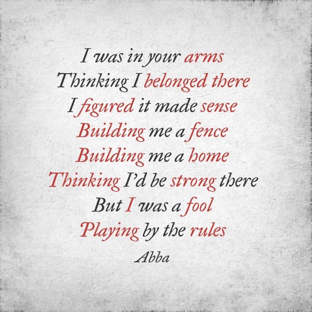 a poem written in red and black on white paper with the words, i was in your arms thinking i belongs there