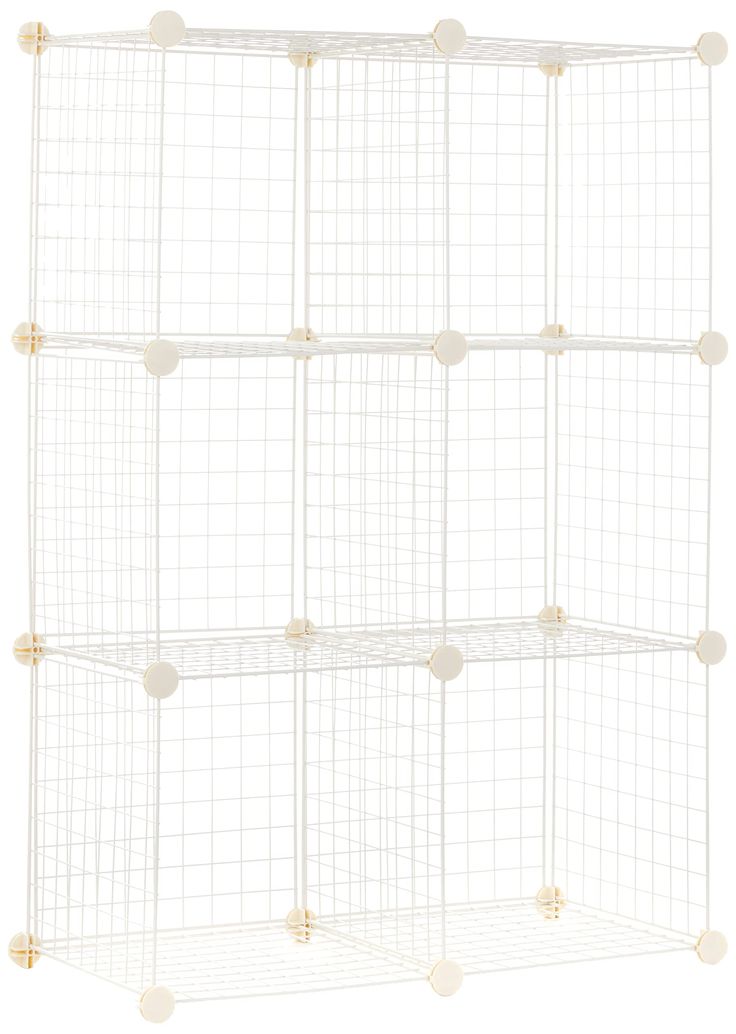 PRICES MAY VARY. 6-pack of interlocking wire storage cubes for neat cubby storage and tidy display Includes 26 plastic corner connectors and 23 grid panels made of powder-coated steel wire; no tools required for set-up Modular design allows for multiple stacking options; 10-pound weight capacity per cube; 60-pound weight capacity total Set weighs 15.42 pounds; clean white color easily coordinates with surrounding décor Dimensions: Each cube measures 14 x 14 x 14 inches; stack vertically, side-by-side or horizontally Wire Storage Shelves, Cube Storage Shelves, Grid Panel, Utility Shelves, Storage Cubes, Cube Shelves, Cubby Storage, Wire Storage, Modular Storage