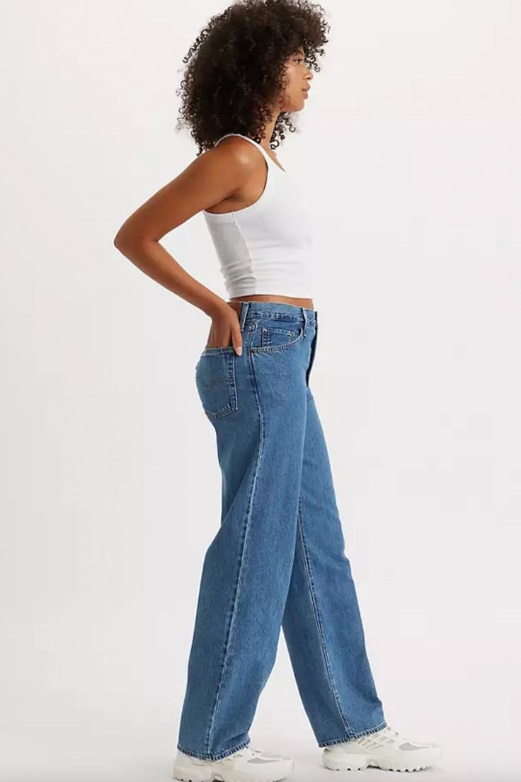 The kind of jean you might steal from your dad's closet but baggier. With a mid rise and straight leg, this pair is relaxed yet flattering with extra room for a subtle edge. Throw on your favorite kicks for that chill ‘90s look any day of the week. A fit inspired by the way our dads rock their jeans—but baggier Featured in a mid rise with a straight leg Roomy and slouchy through the hip and thigh Designed to stack at the hem mid rise and straight leg, this pair is relaxed yet flattering with ext Everyday Medium Wash Flare Jeans, Casual Straight Leg Flare Jeans For Everyday, Trendy Straight Leg Cropped Jeans For Everyday, Casual Flare Jeans With Straight Hem For Everyday, Everyday Relaxed Fit Mid-rise Cropped Jeans, Everyday Mid-rise Relaxed Fit Cropped Jeans, Everyday Wide Leg Mom Jeans, Everyday Mom Fit Wide Leg Jeans, Standard Cut Cropped Jeans With Pockets For Everyday