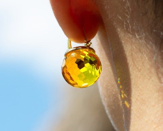 Crystal Ball Earrings, Colored Earrings, Blue Crystal Earrings, Citrine Jewelry, Aquamarine Earrings, Fashion Closet, Citrine Earrings, Shades Of Light, Ball Earrings