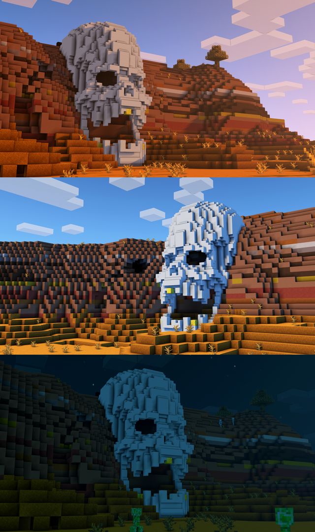 there are two different views of the same object in minecraft, and one is an image of a skull