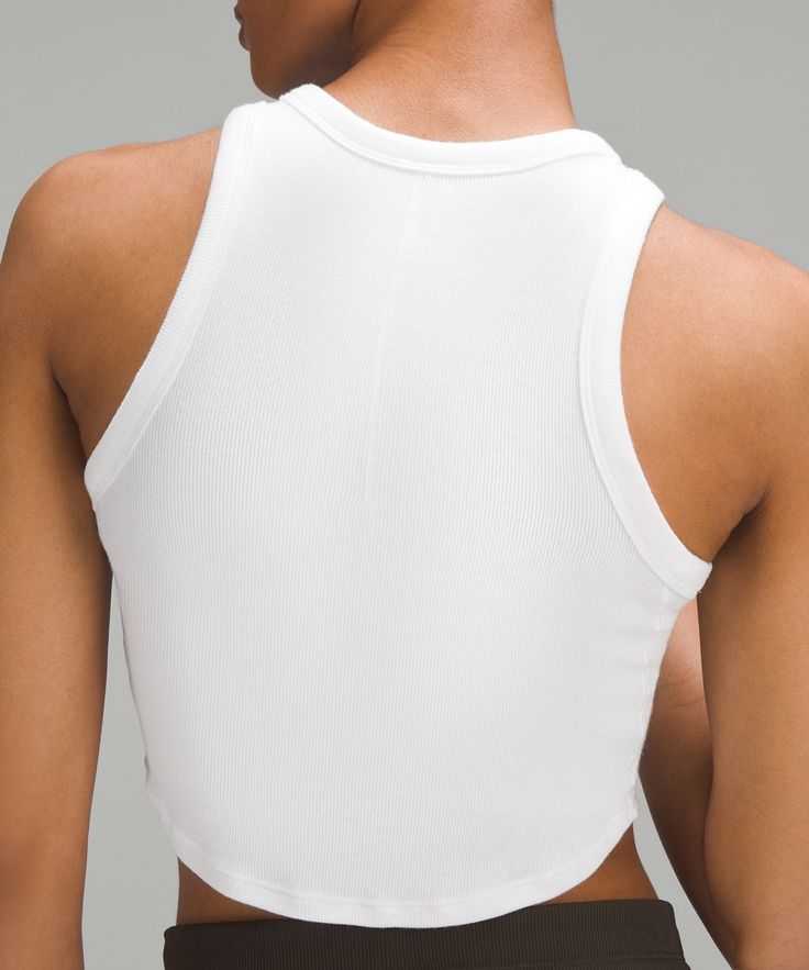 This Lightweight Everyday Top Has Just The Right Softness, Just The Right Stretch, And A Snug Fit That Feels Like A Second Skin. Designed For Casual. Contours Your Body:cut Above The Waist-Perfect With High-Rise Pants. | Hold Tight Cropped Tank Top High Rise Pants, White Tank Top, Sleeveless Tank Top, Leggings Shop, Summer Essentials, Sleeveless Tank, Second Skin, Cropped Tank Top, Crop Tank