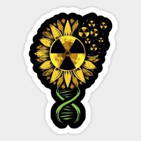 a sunflower with a radioactive symbol on it