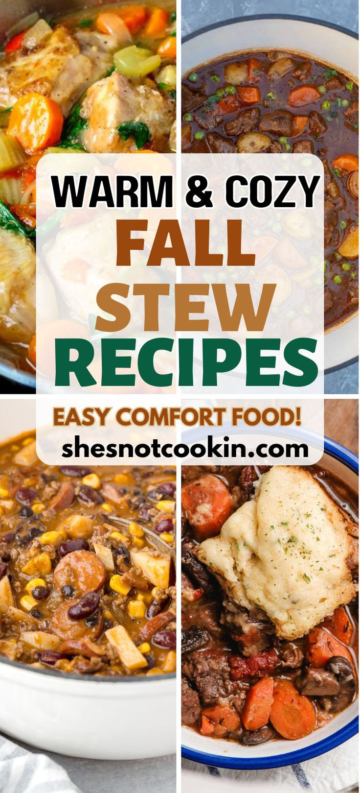 Photo collage of fall stew recipes with text overlay. Soup Recipes Autumn, Fall Dinner Recipes Crockpot Soup, Cosy Soup Recipes, Hearty Crock Pot Soup Recipes, Fall Dinner Soup Recipes, November Soup Recipes, Good Recipes For Dinner Soup, Easy Savory Soups, Fall Stews And Soups Crockpot