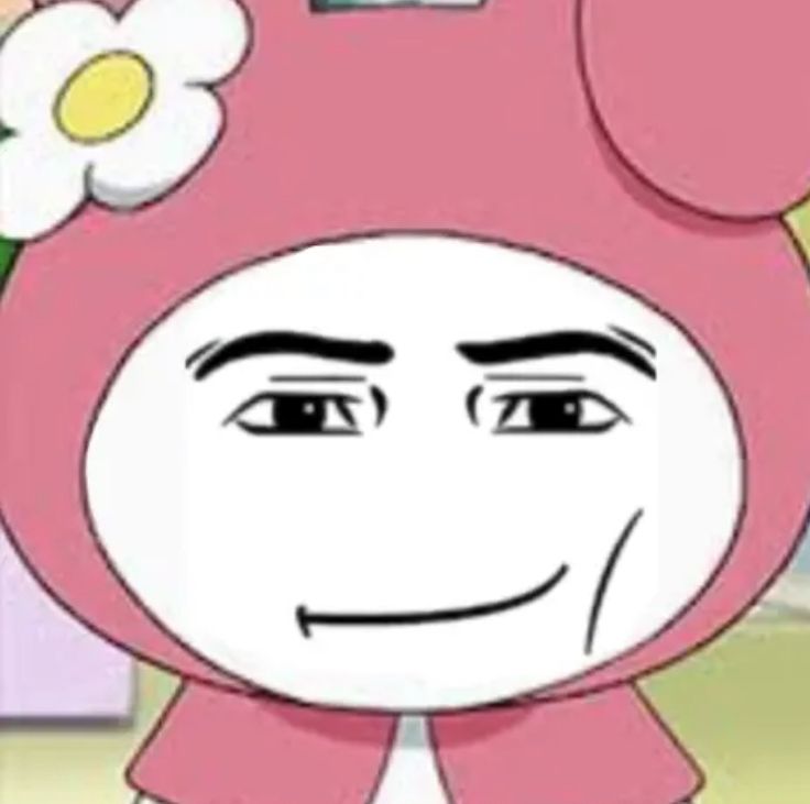 a cartoon character wearing a pink outfit with a flower on it's head and eyes