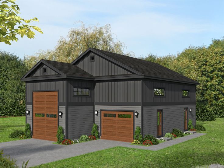 a two car garage is shown in this rendering