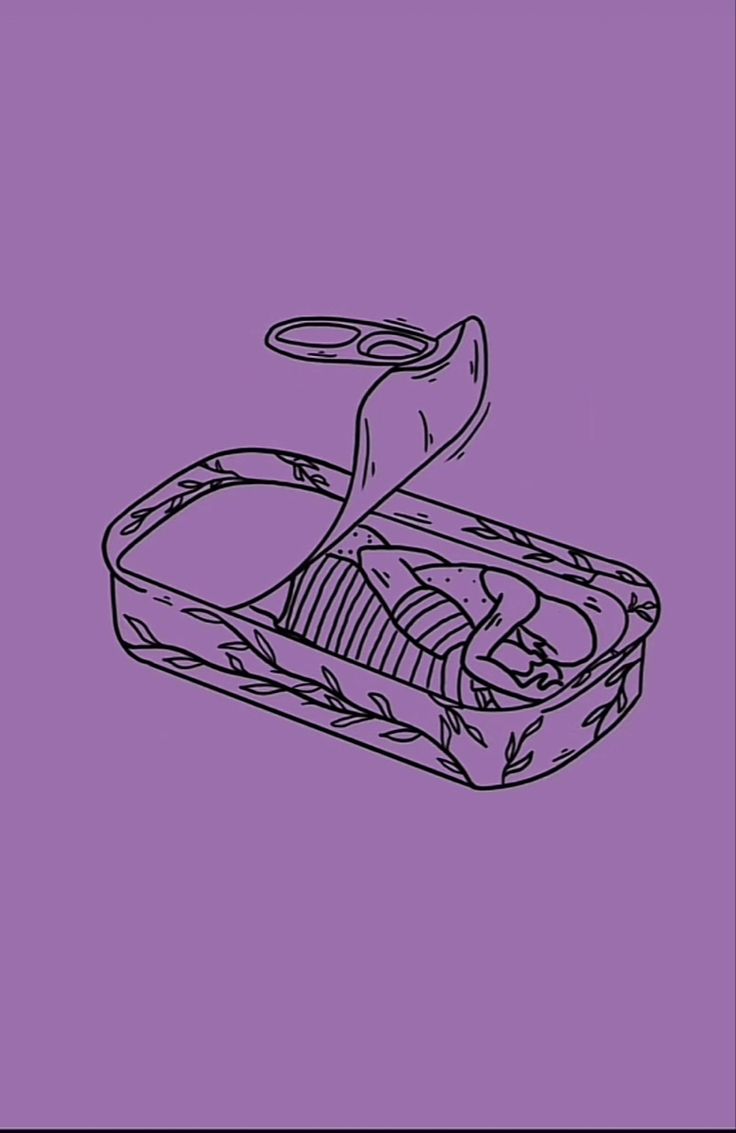 a black and white drawing of a toothbrush in a case on a purple background