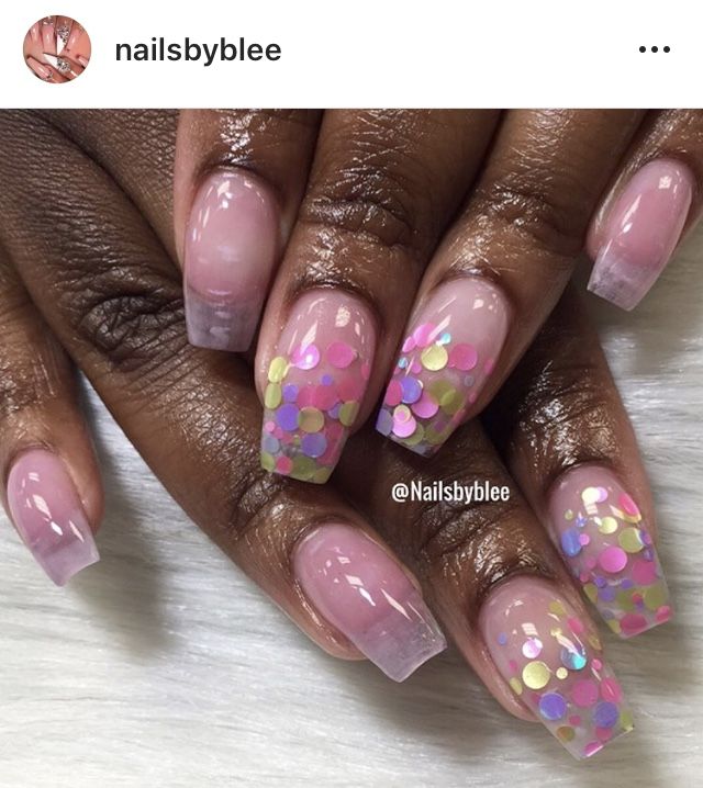 Confetti nails Confetti Nails, Polygel Nails, Nails At Home, Fancy Nails, Nail Designs Summer, Summer 2023, Nail Inspo, Confetti, Nail Designs