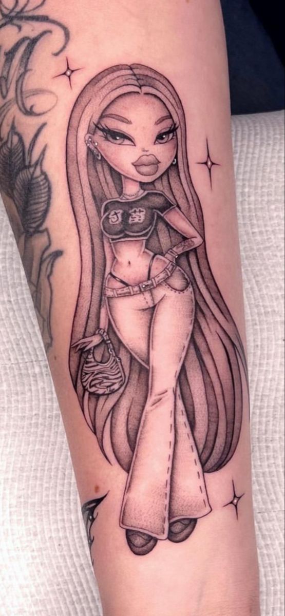 Y2K tattoo idea
Bratz tattoo
Bratz tattoo idea
Influencer tattoos Cartoon Character Tattoos Ideas, Cartoon Drawings Tattoo, How To Draw Bratz, Dark Girly Tattoos, 90s Aesthetic Tattoo Ideas, Bratz Dessin, Character Tattoos For Women, Funny Leg Tattoo Men, Bratz Body Drawing