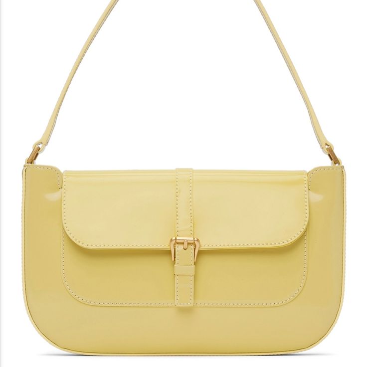 Never Been Worn. Yellow By Far Miranda Bag Designer Shoulder Bag With Hasp Closure For Daily Use, Classic Yellow Office Bag, Modern Yellow Shoulder Bag For Formal Occasions, Classic Yellow Rectangular Shoulder Bag, Classic Yellow Satchel With Gold-tone Hardware, Yellow Double Handle Shoulder Bag For Evening, Designer Shoulder Bag With Hasp Closure, Classic Baguette Bag With Hasp Closure, Yellow Double Handle Evening Shoulder Bag