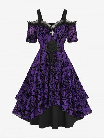 Cheap Dresses Online | ROSEGAL Purple Plus Size Dresses, Purple Black Dress, Gothic Cross, Lace Dress Vintage, Hawaiian Outfit, Evening Dresses Cocktail, Plus Size Tank Tops, Butterfly Dress, Gothic Dress