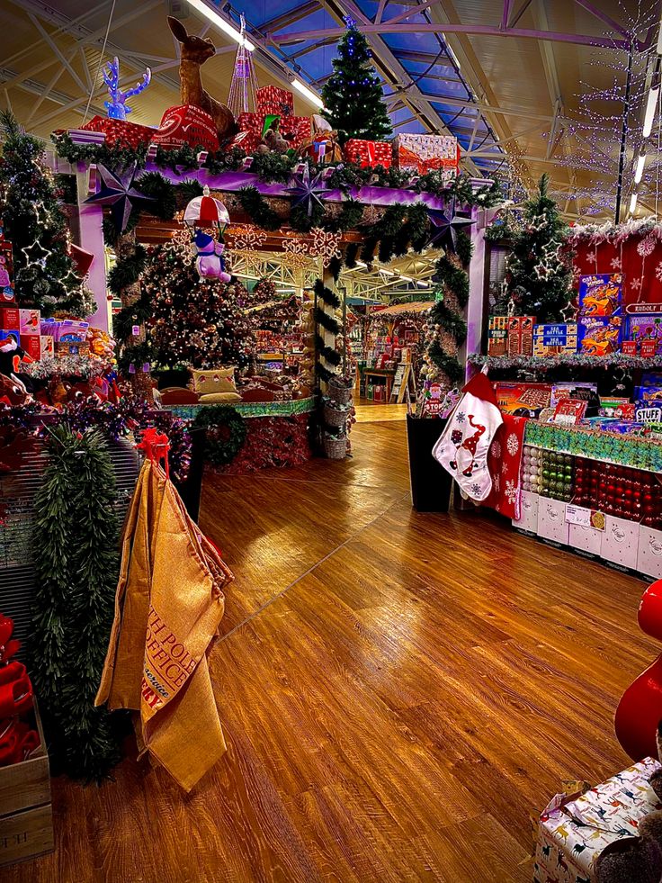 a store filled with lots of christmas decorations