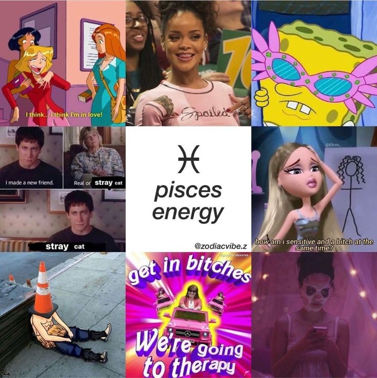 there is a collage of pictures with the words pisces energy