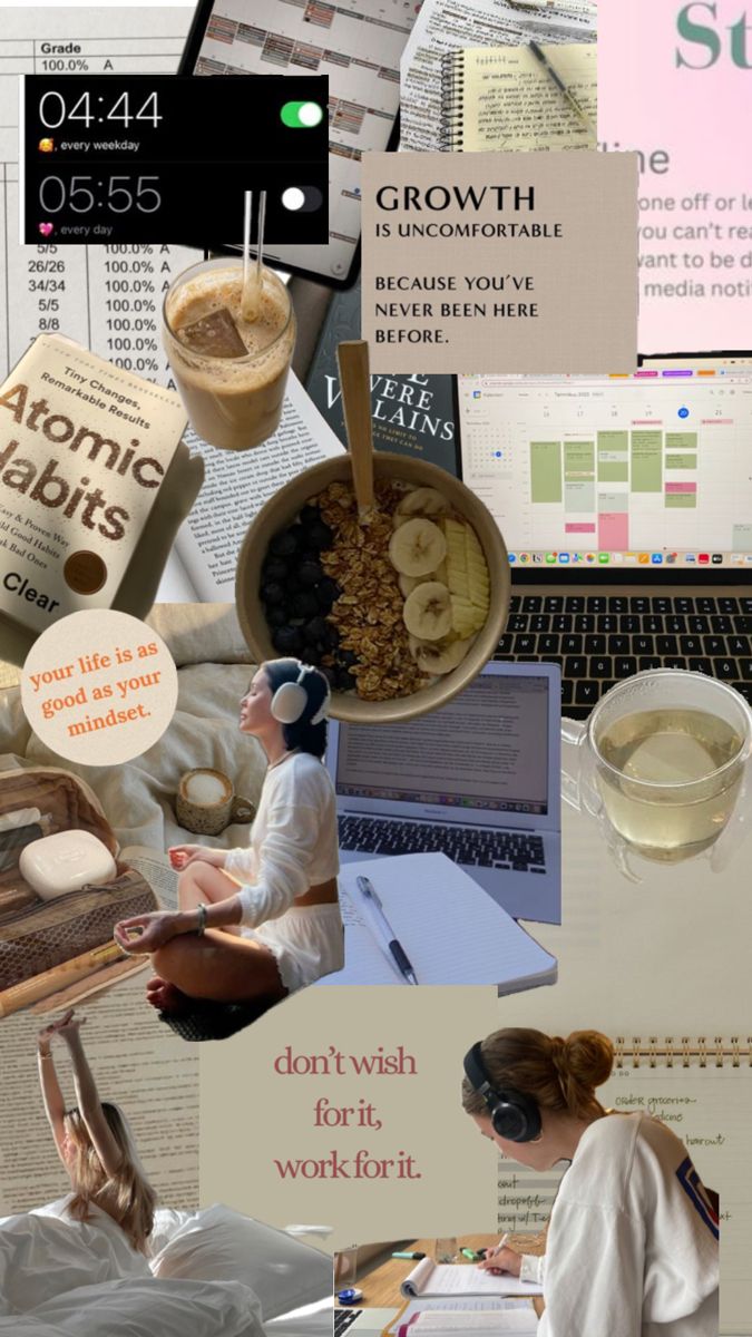 a collage of photos with people working on their laptops and eating breakfast in bed