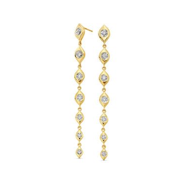 These Graduated Round Diamond Dangle Earrings are crafted in 14K yellow gold and feature approximately 0.33 carats of brilliant cut diamonds. Dazzling Single Cut Diamond Drop Earrings, Dazzling Yellow Gold Earrings With Single Cut Diamonds, Long Drop Diamond Earrings For Anniversary, Long Drop Diamond Cut Earrings, Long Drop Diamond Cut Diamond Earrings, Gold Linear Earrings With Diamond Accents, Classic Long Drop Diamond Earrings With Accents, Timeless Yellow Gold Dangle Diamond Earrings, Timeless Yellow Gold Diamond Dangle Earrings