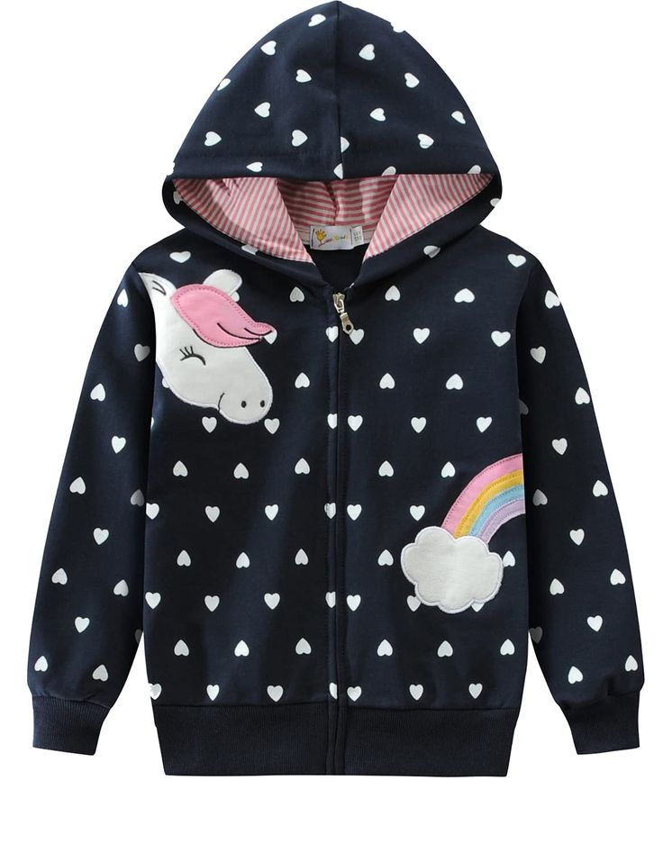 PRICES MAY VARY. 【Cotton】100% cotton material,breathable and comfortable to wear,natural cotton,stretchy to match with other kinds of shirt. 【Hoody and Zipper】Zipper closure,zip-up jacket,hooded sweatshirts for girls,long sleeves,front zipper,easy to put on and take off.Pattern is clear and won't fade after washing. 【Valentine day gift】White and Pink Love heart pattern sweatshirt,best valentine day gifts for your baby girls celebration.These girls zip up jacket also including unicorn dinosaur ra Cute Hooded Sweatshirt For School, Cute Cotton Hoodie With Cartoon Print, Cotton Cartoon Print Hoodie, Cute Cotton Hoodie For School, Cartoon Print Hooded Fleece Tops, School Cotton Long Sleeve Hoodie, Hooded Fleece Tops With Cartoon Print, Cotton Long Sleeve School Hoodie, Cotton Long Sleeve Hoodie For School