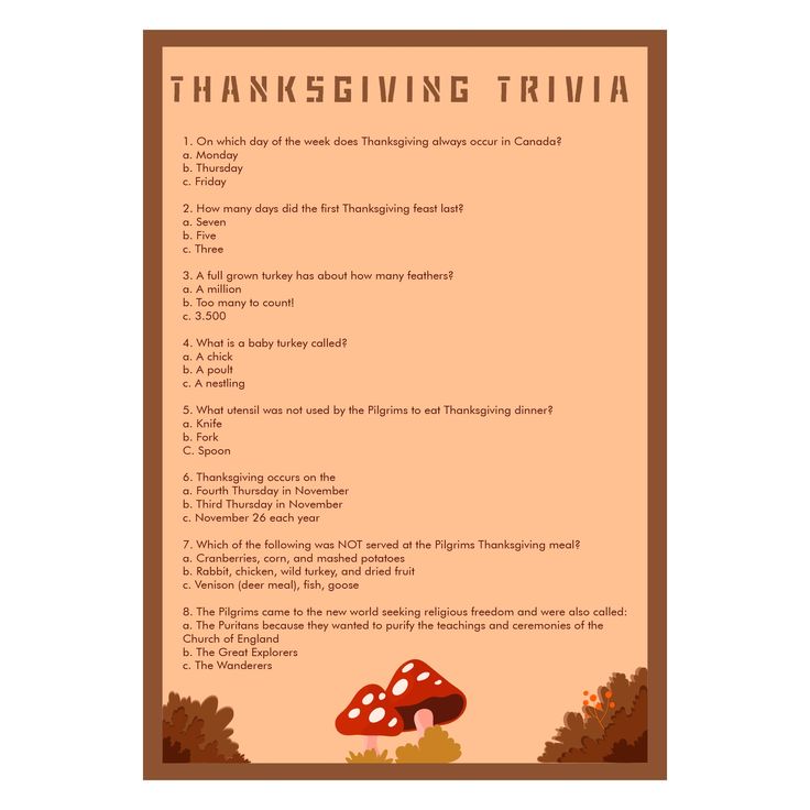 a thanksgiving trivia with mushrooms on it