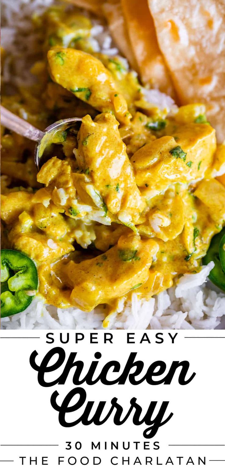 easy chicken curry recipe with Indian flavors in a wooden bowl Chicken Curry Not Spicy, Turmeric Curry Recipes, Shredded Curry Chicken, Easy Yellow Curry Chicken, Simple Curry Chicken Recipes, Yellow Chicken Curry Recipe Indian, Chicken Yellow Curry Recipe, Curry Chicken Indian Recipes, Yellow Chicken Curry Recipe Easy