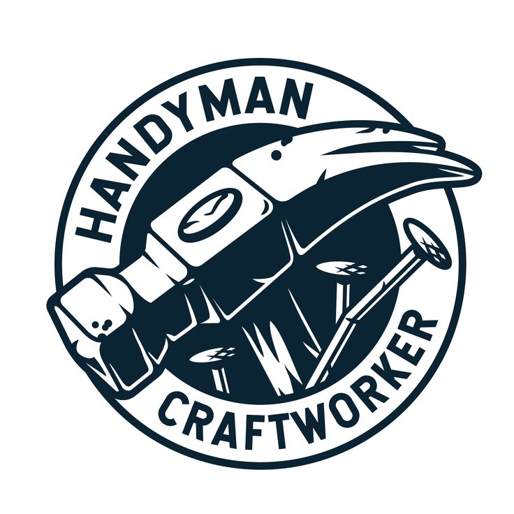 the logo for handy man craftwork, with an image of a bird holding a bottle