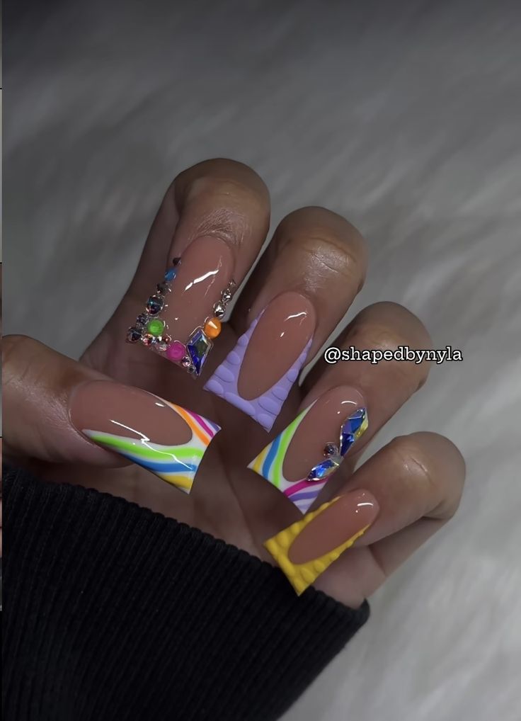 Nail Ideas For Vacation, Nail Inspo Vacation, Duck Nail, Acrylic Toe Nails, Long Acrylic Nail Designs, Duck Nails, Drip Nails, Stylish Nails Designs, Glamour Nails