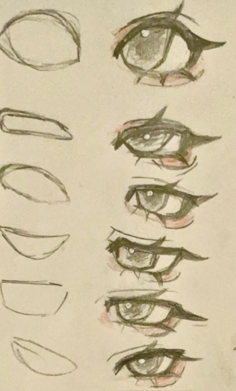 Eyes Chibi Reference, Eye Drawing Doodle, Disgusted Mouth Drawing, Manga Eye Tutorial, Oc Doodle Ideas, Jewellery Drawing Sketches, Eyes Tutorial Sketch, Japanese Eyes Drawing, Eye Types Drawings