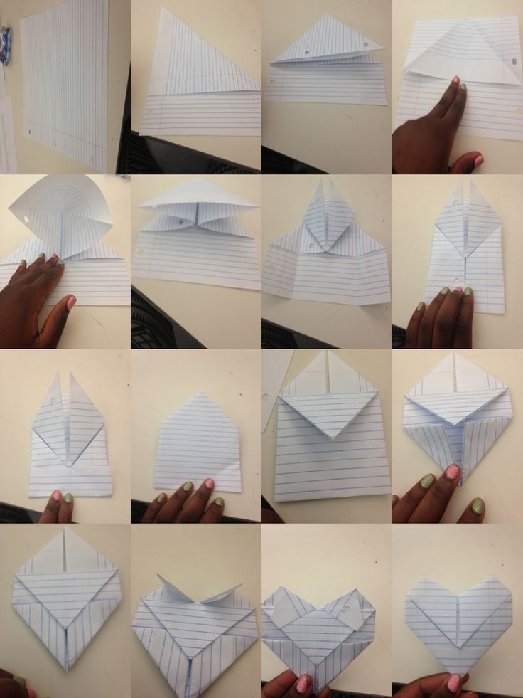 the steps to make an origami heart