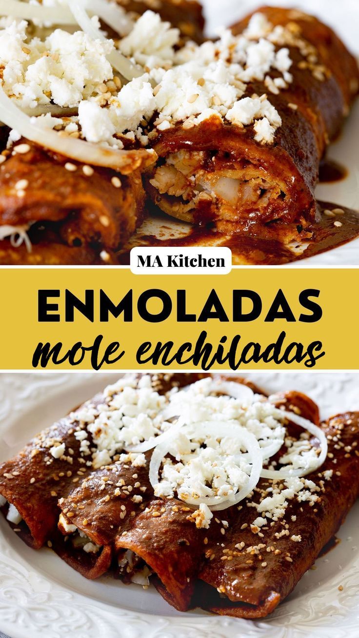 Collage of enmoladas with text overlay. Mole Tacos Chicken, Authentic Mexican Mole Recipe, Healthy Mole Recipe, Authentic Enchiladas Beef, Mole Enchilada Sauce, Authentic Chicken Enchiladas Mexico, Steven Special Recipe Mexican, Chicken Mole Enchiladas Dona Maria, Authentic Mexican Chicken Enchiladas