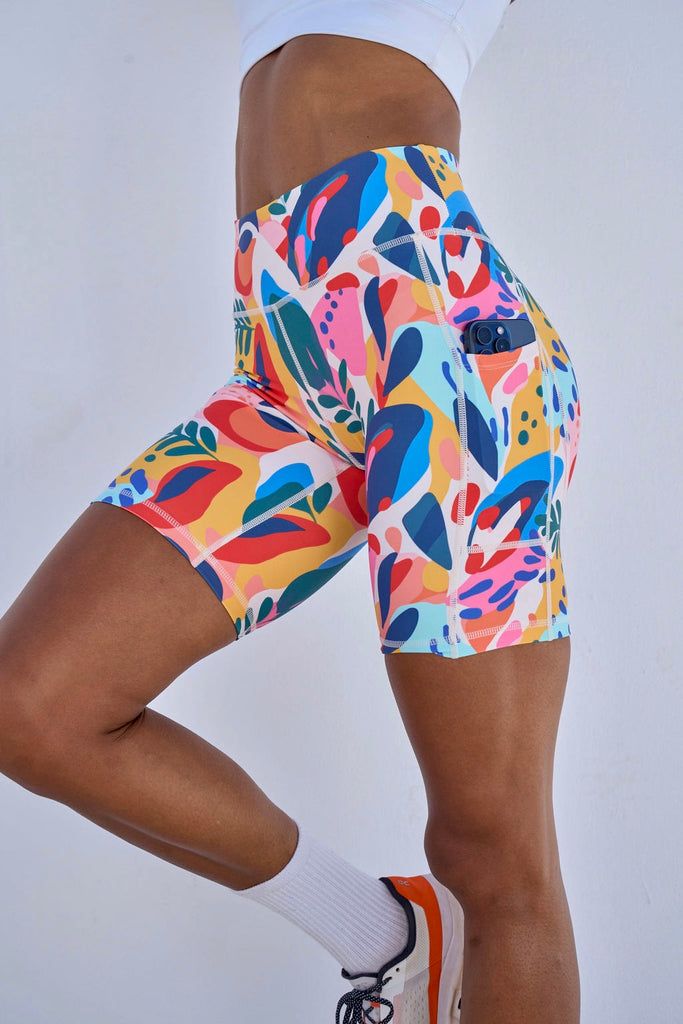 Abstract Biker Shorts 8” Running Community, Famous Outfits, Warm Weather Outfits, Workout Attire, Squat Proof, Girl Stuff, Long Shorts, Short Shorts, Sport Wear