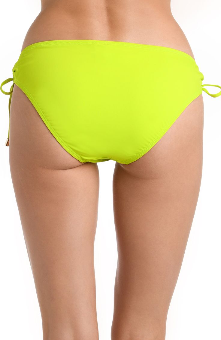 Classic bikini bottoms are charmed by bead-tipped ties at the sides that adjust to the perfect fit and look for you. Full back coverage Lined 83% nylon, 17% elastane Hand wash, line dry Imported Nylon Tie-side Bottom Swimwear For Beachwear, Nylon Tie-side Bottom Swimwear For Sunbathing, String Swimwear With Drawstring, Nylon Tie-side Swimwear For Beach Season, Nylon Swimwear With Tie-side Bottom For Swimming, Tie-side Bottom Swimwear For Pool, Nylon Swimwear With Side Ties For Swimming, Swimming Tie-side Bottoms With String Tie, String Tie Bottoms For Pool And Beach Season