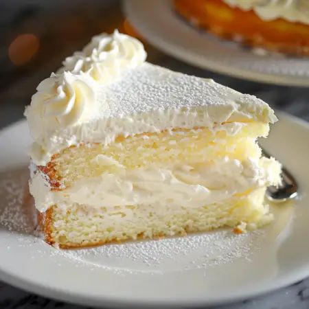 a slice of cake with white frosting on a plate