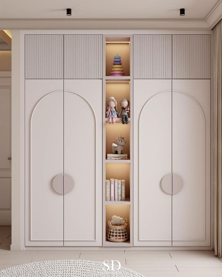 CIRCU | MAGICAL FURNITURE | Stepping into the enchanting realm of a child's bedroom designed by Sireen Design, one is immediately embraced by a soothing palette of��… | Instagram Fancy Wardrobe Design, Bedroom Decor Furniture, Wardrobe Elevation Design, Pink Wardrobe Design, Master Bedrooms Designer, Girls Wardrobe Design, Children Wardrobe Design, Children Bedroom Wardrobe Designs, Child Bedroom Design