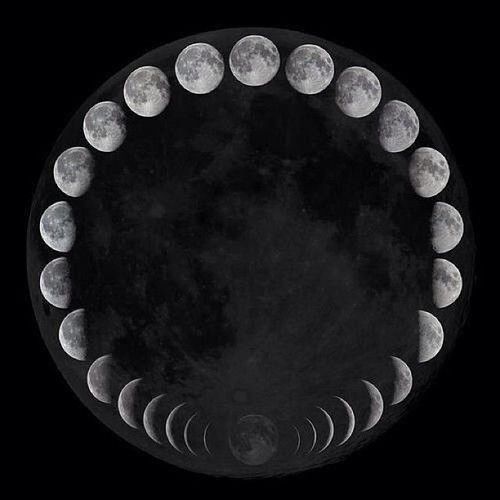 an image of the moon taken from space with many different phases in it's center