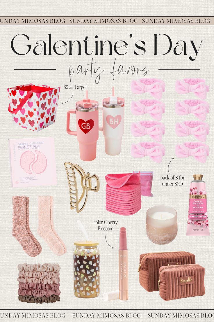 Galentines Party favors! Hosting a Galentine’s party for your girlfriends!? Here are some cute Valentine’s Day gifts for friends that you can give as party favors! These pink spa headbands are under $10 for a set of 8 and we love these Patchology eye gels! For more Valentine’s Day party decor ideas and Galentines gifts, check out our latest post! Galentines Gifts Idea Cheap, Galentines Gifts Idea Basket, Happy Galentine’s Day Gifts, Galentines Party Gift Bags, Gifts For Galentines Party, Galentines Party Gift Ideas, Galentines Gifts Basket, Valentine’s Day Gift Basket, Galantines Gift Ideas