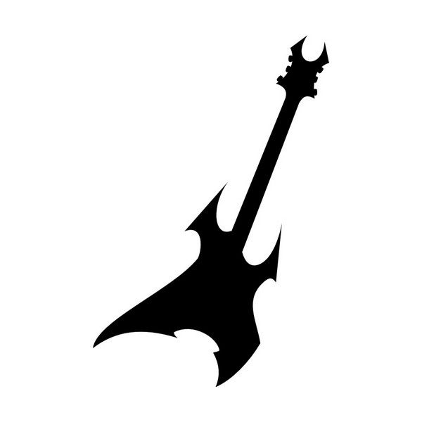 an electric guitar silhouetted against a white background